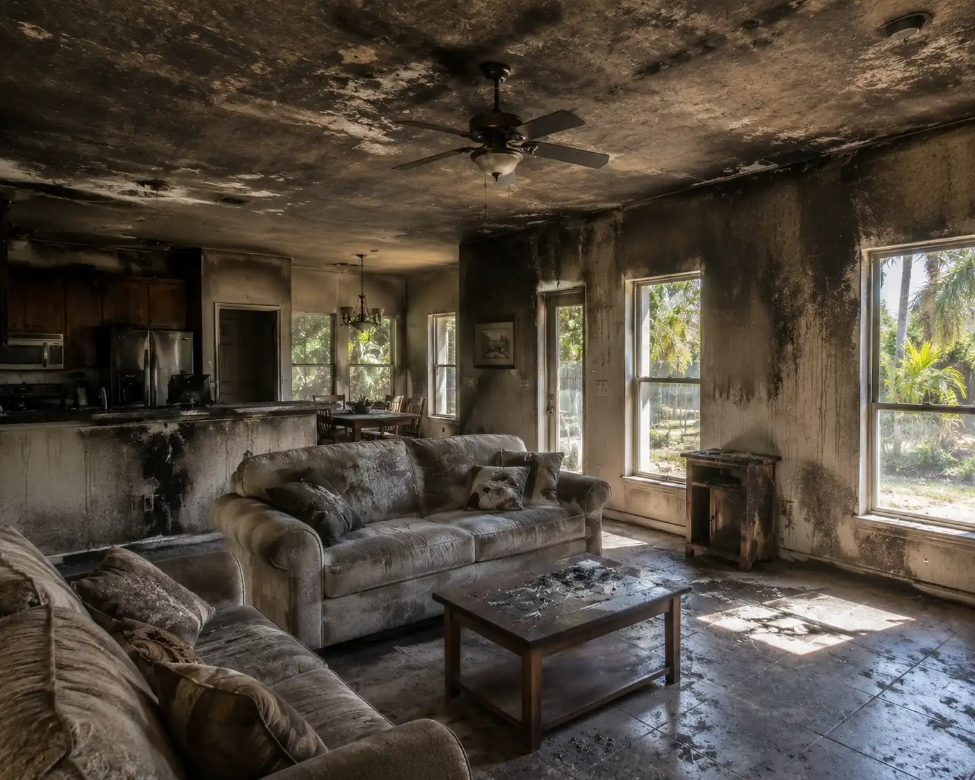 House with smoke and soot damage from fire sold as-is for cash